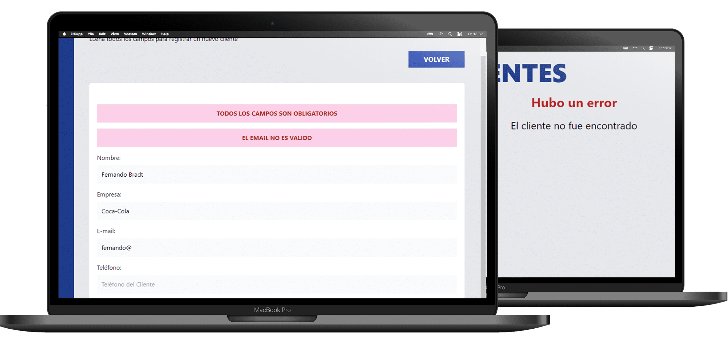 Proyecto CRM-Clientes en una MacBook