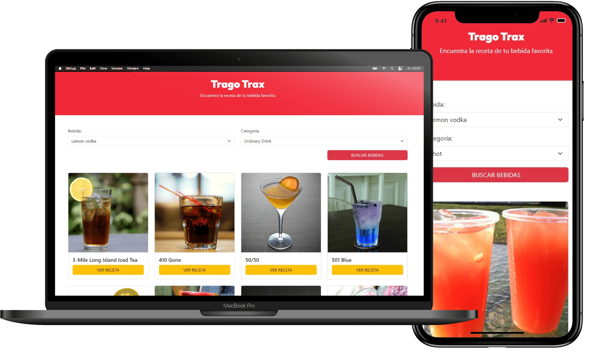 Proyecto Trago Trax diseño responsivo
