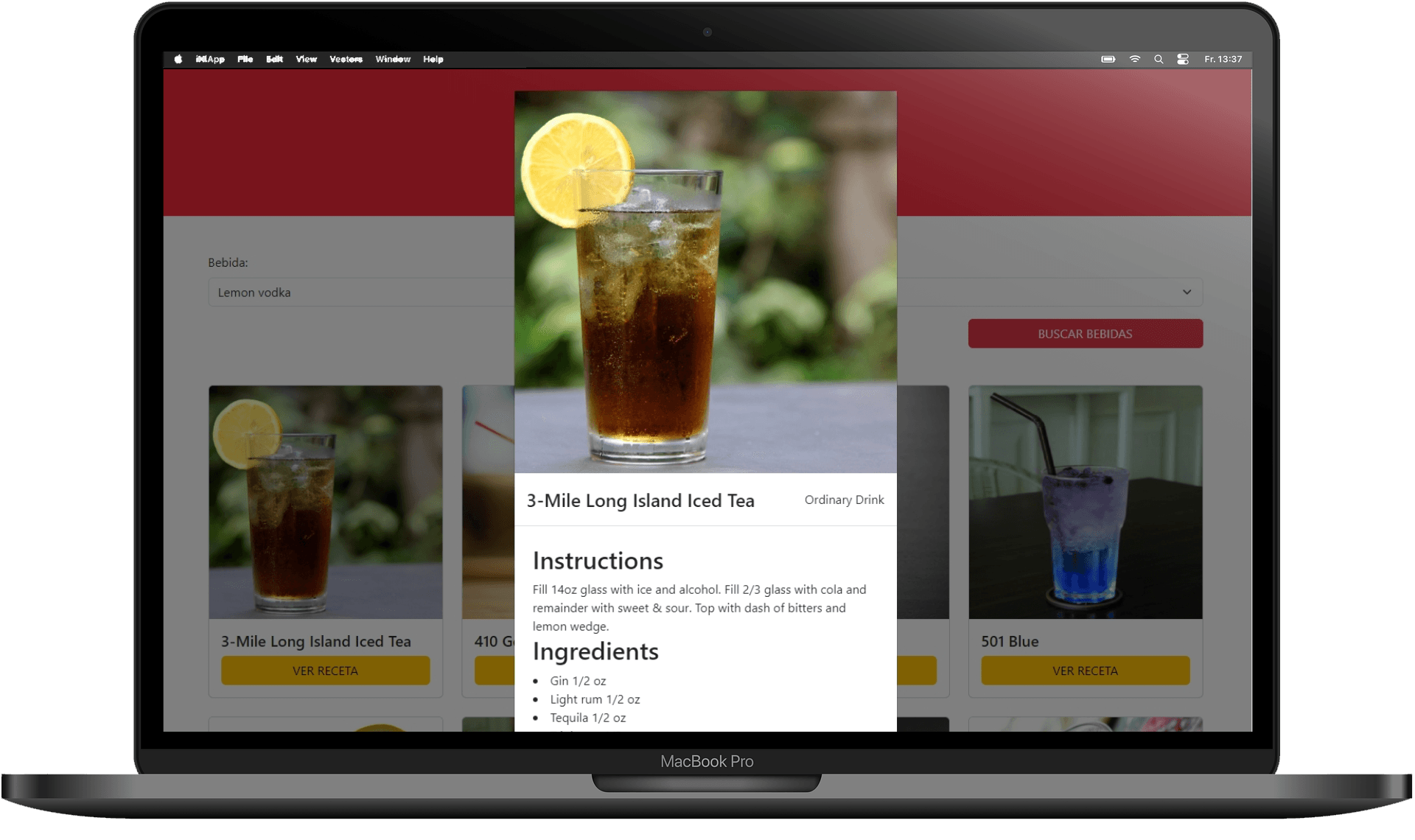 Proyecto Trago Trax en una macbook
